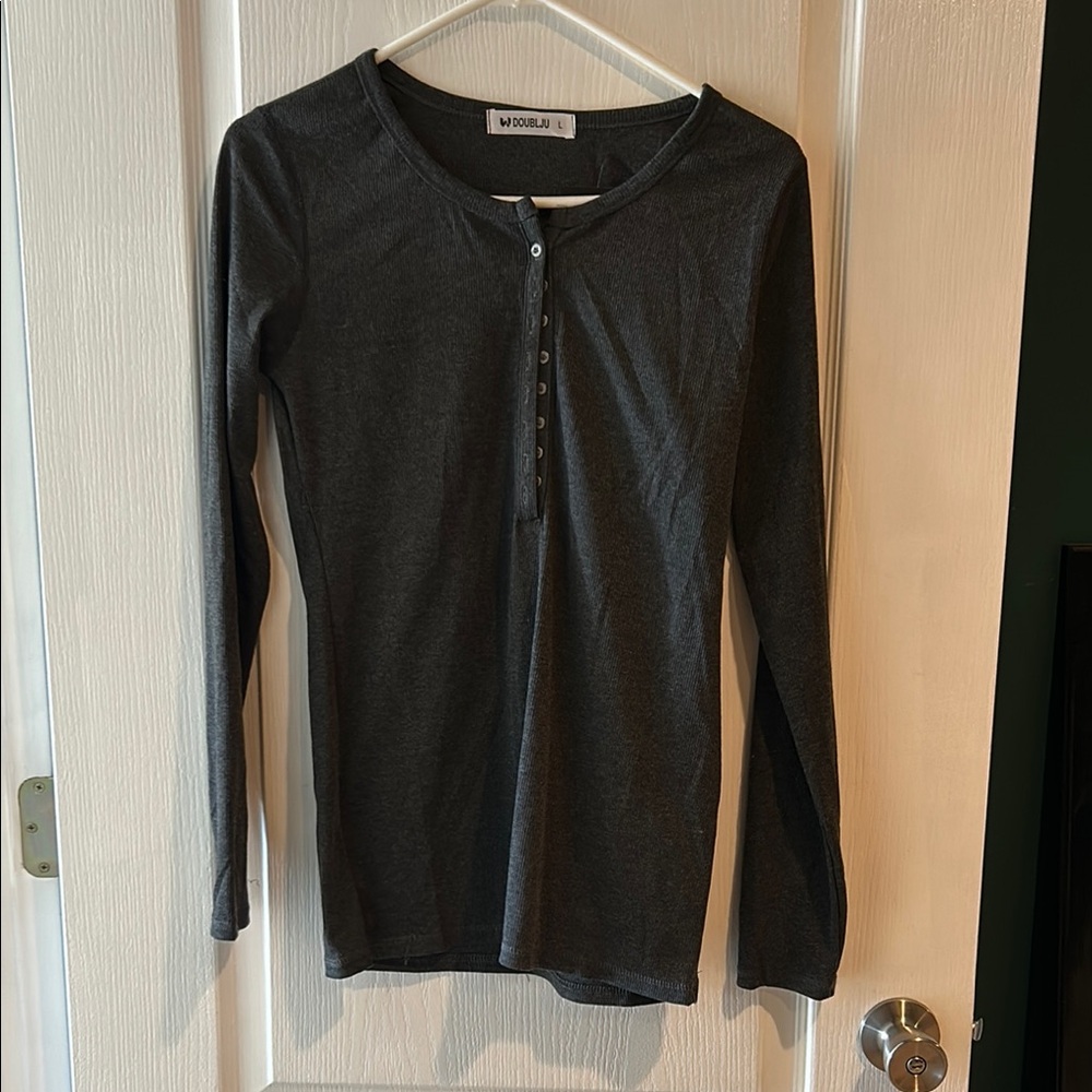 Mossimo Black Long Sleeve Henley